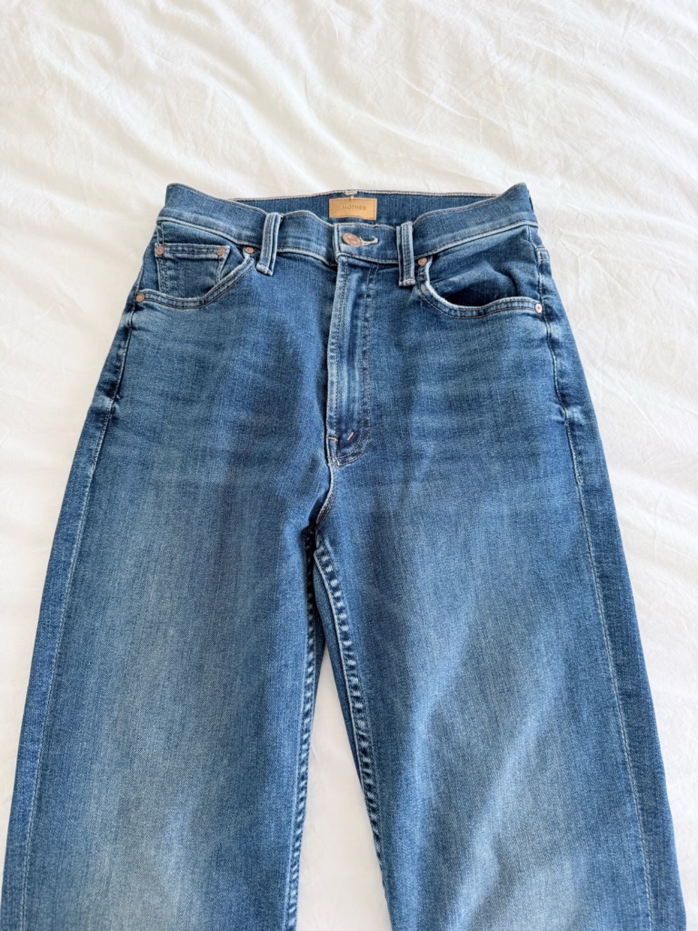Mother High Waisted Rider Ankle Step Fray